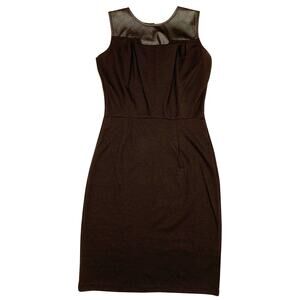 New Amelia Dress Brown Faux Leather Sleeveless Tank Pencil Straight 2 Cowl Pleat